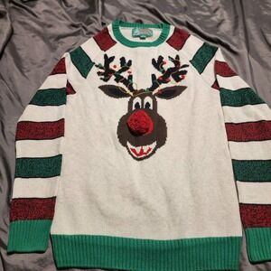 Women's Small, Ugly Christmas Sweater‎ Brand, Reindeer Sweater.